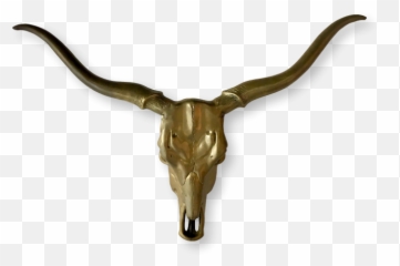 A Brass Wall Mounted Longhorns Skull Sculpture - Bull Png,Longhorn Png