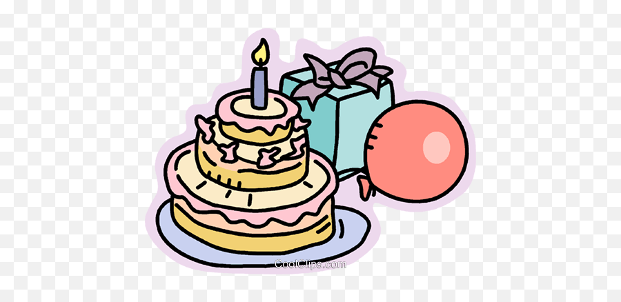 Birthday Cake Presents And Balloons Royalty Free Vector - Geburtstagstorte Geschenke Clipart Png,Birthday Cake Clipart Transparent Background