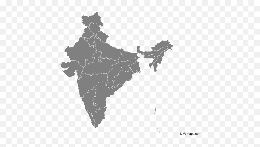 Grey Map Of India - Map Of India States Grey Png,India Map Png