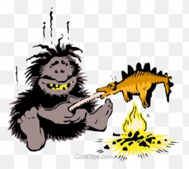 Caveman Cooking Dinner Royalty Free Vector Clip Art - Homem Das Cavernas Se Alimentando Png,Caveman Png