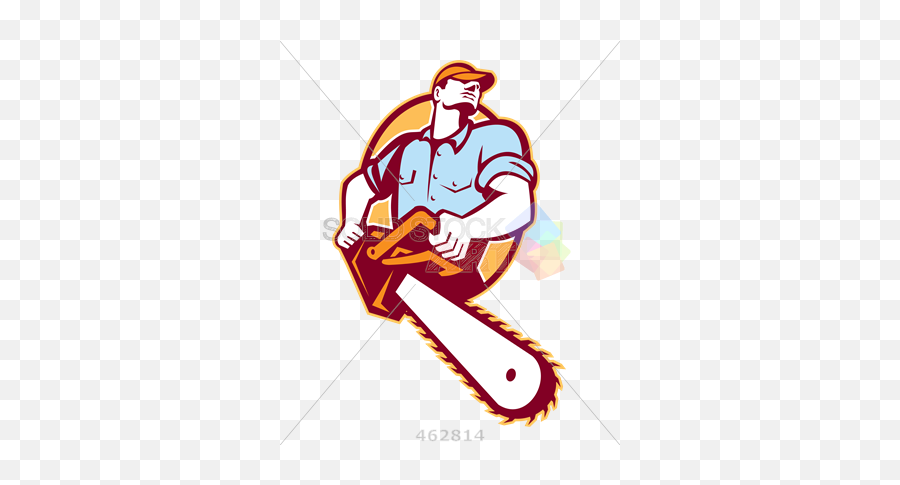 Stock Illustration Of Logger In Shirt - Man With Chainsaw Logo Png,Cartoon Logo