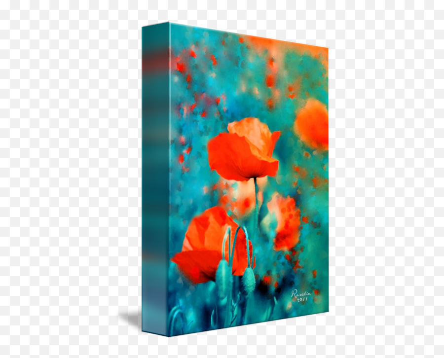 Poppies By Rosalina Atanasova - Orange And Teal Flowers Png,Poppies Png