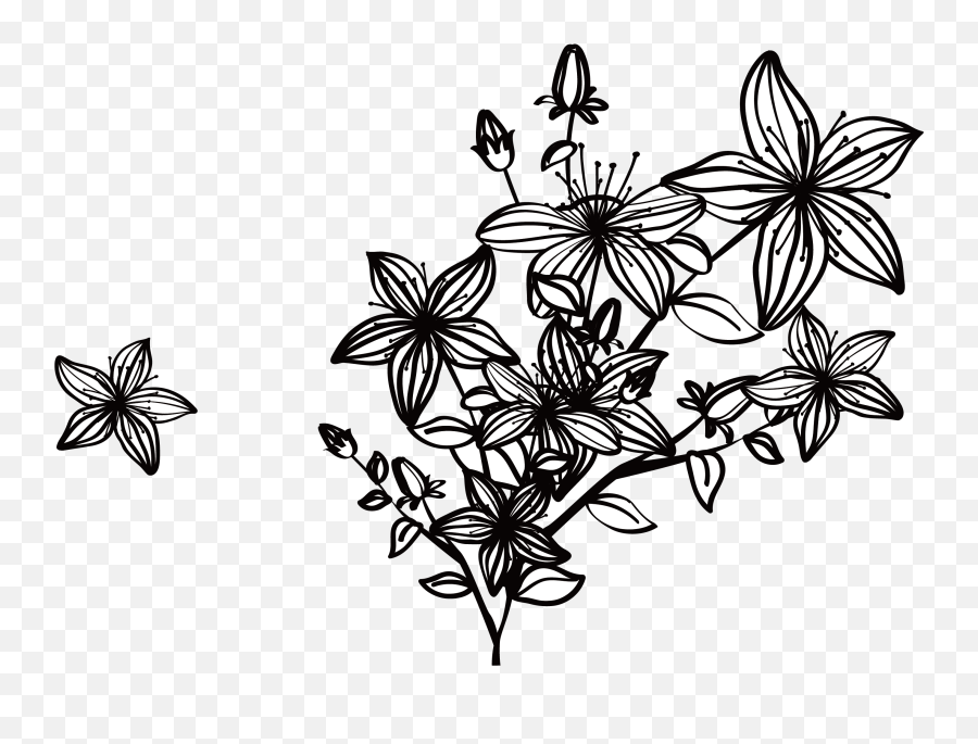 Black Vector Flower - Black And White Flower Png,Flowers Png Transparent