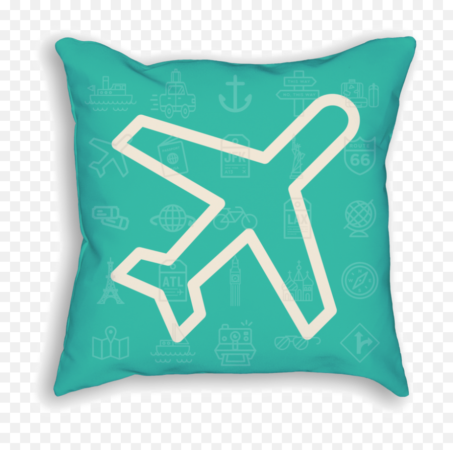 Cheery Travel Icons Throw Pillows - Cool Airport Code Stuff Airplane Outline Pink Png,Throw Icon