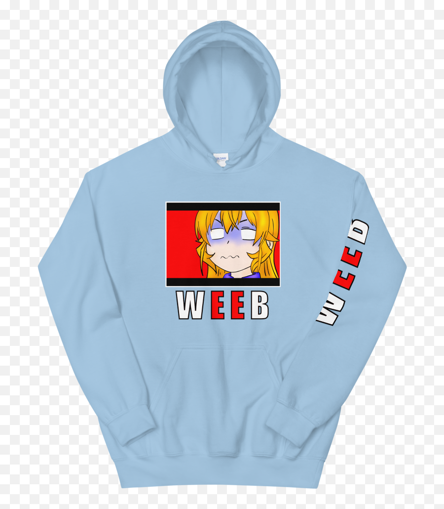 Weeb Collection - Erinasama Disgusted Hoodie U2013 Artofsenpai Baby Blue Hoodie Mock Up Png,Disgusted Anime Icon