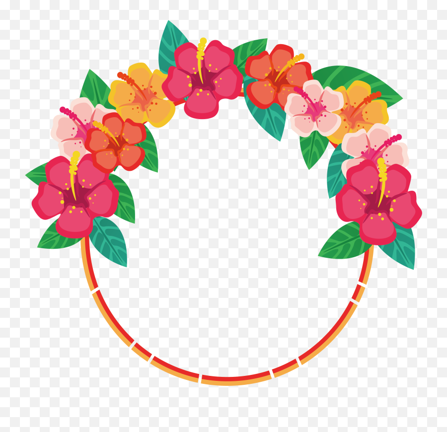 Floral Clipart - Round Flower Border Designs Png,Hawaiian Flowers Png