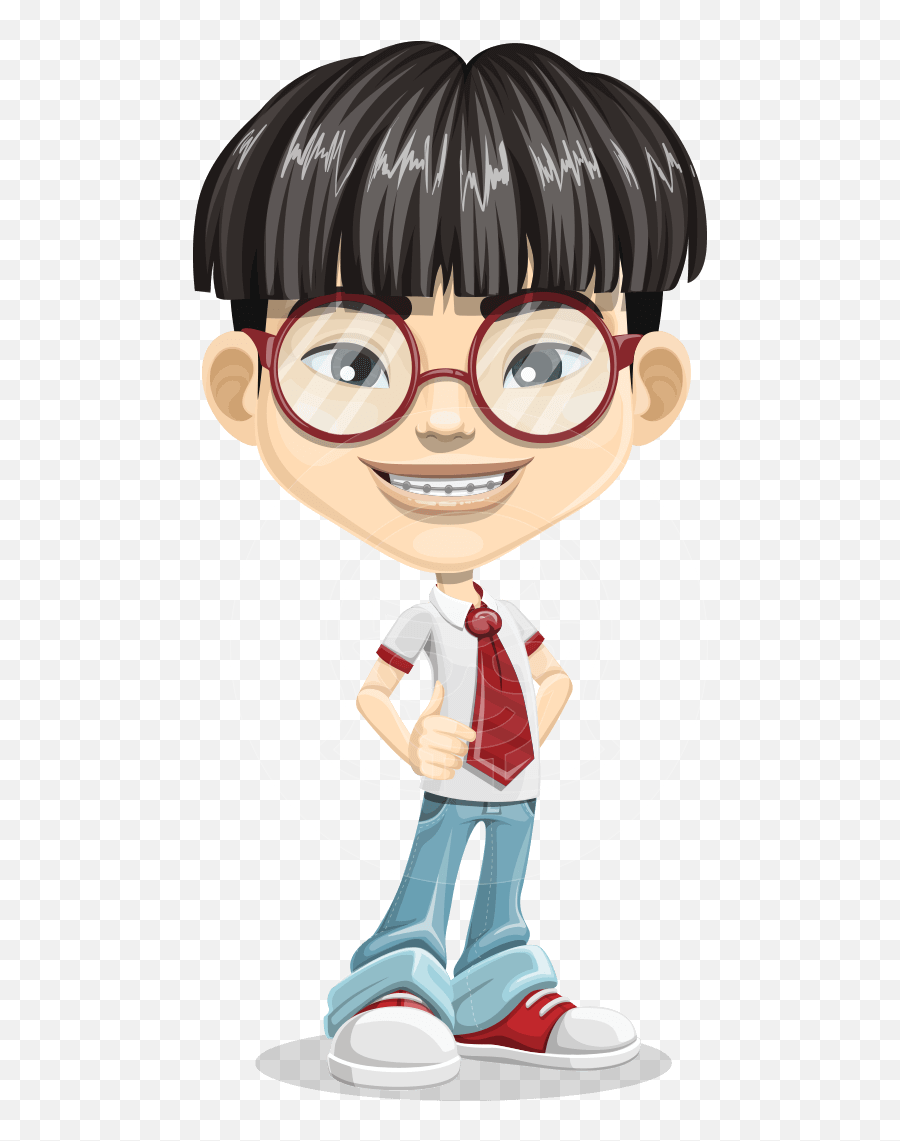 Download Jeng Li Schoolboy - Chinese Boy Cartoon Characters Chinese Looking Cartoon Character Png,Cartoon Kid Png