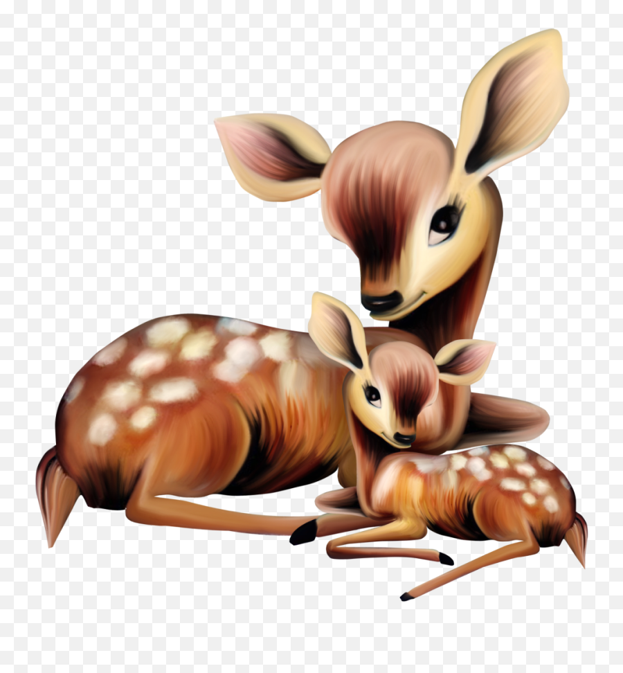 Mama And Baby Deer Clip Art - Deer And Baby Deer Cartoon Png,Baby Deer Png