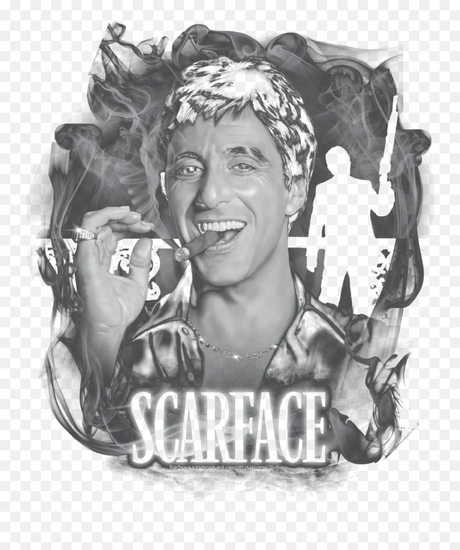 Scarface Smokey Scar Menu0027s Ringer T - Shirt Film Film Serie Png,Scarface Png