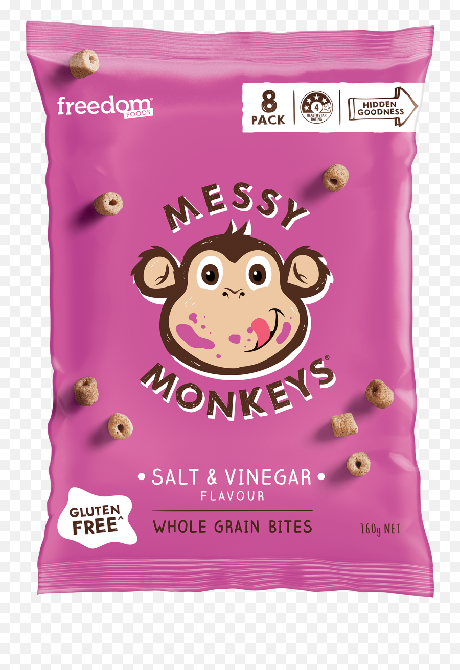 Messy Monkeys Salt U0026 Vinegar Flavoured Whole Grain Bites - Messy Monkeys Snack Bars Png,Vinegar Png