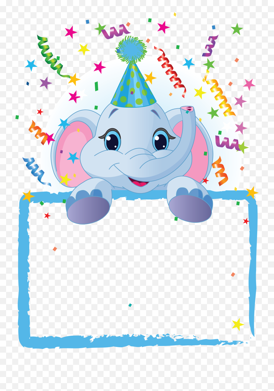 Transparent Png Kids Blue Frame Gallery Yopriceville - Birthday Baby Elephant Cartoon,Blue Frame Transparent