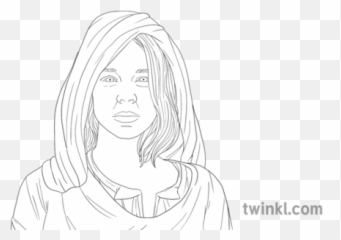 Mary Magdalene Black And White Rgb Ver 1 Illustration - Twinkl Hair Design png