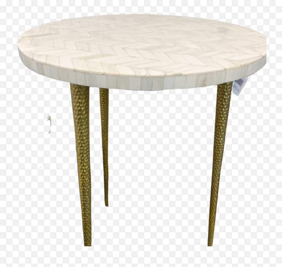 Bone Inlay Chevron Pattern Side Table With Antique Gold Legs - Coffee Table Png,Chevron Pattern Png
