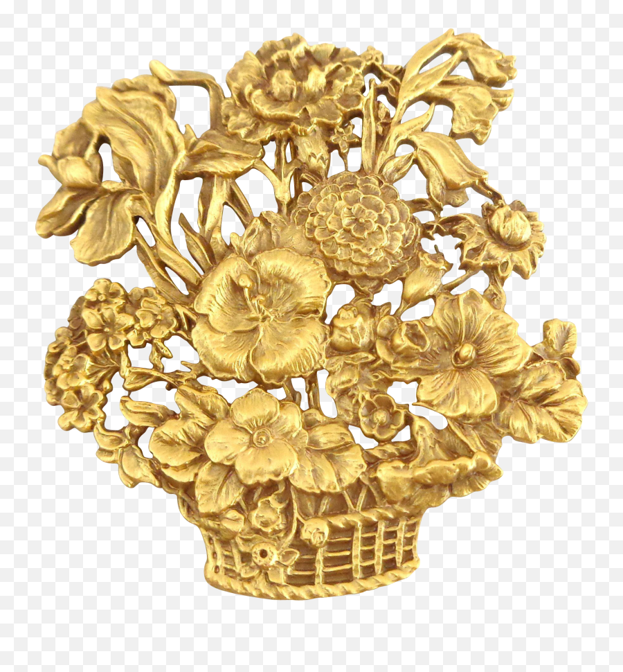 Gold Flower - Bouquet Hd Png Download Original Size Png Floral In Metal Basket Png Transparent,Gold Flowers Png