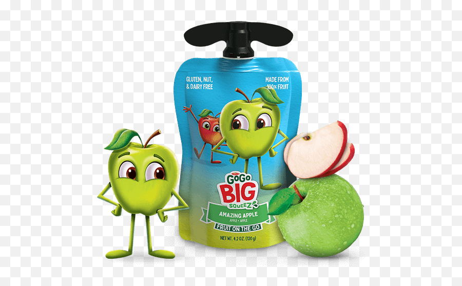 Gogo Big Squeez - Amazing Apple 100 Fruit In A Bigger Pouch Gogo Squeez Big Pear And Strawberry Png,Cartoon Apple Png