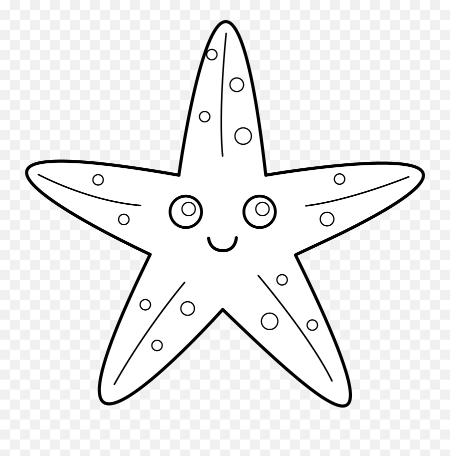 Coloring Clipart Starfish Transparent - Template Of A Starfish Png,Starfish Transparent
