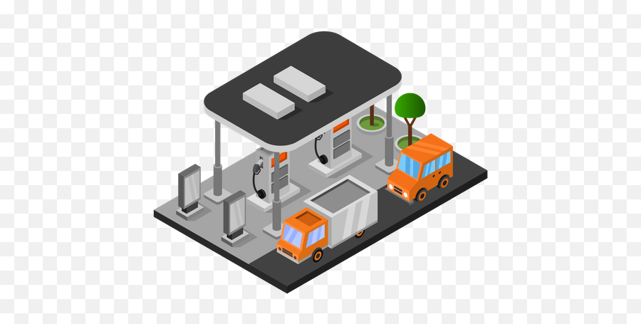 Fuel Pump Icon - Download In Colored Outline Style Fuel Station Isometric Png,Fuel Pump Icon