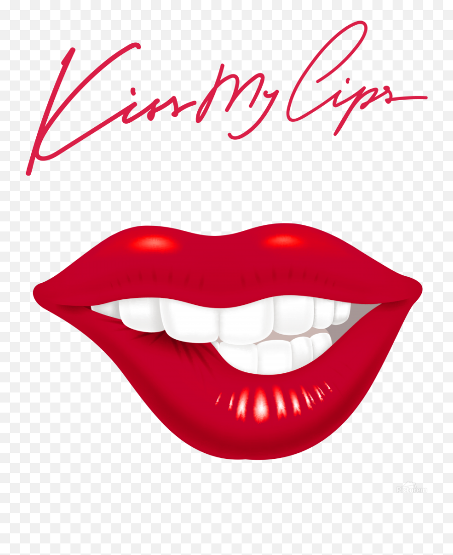 Kiss54a - Kiss My Lips Canvas Artwork Kissy Lips With Teeth Clipart Png,Lip Print Png