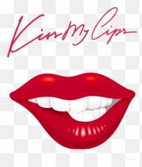 Kiss54a - Kiss My Lips Canvas Artwork Kissy Lips With Teeth Clipart Png,Lip Print Png