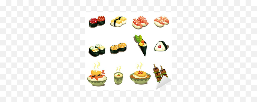 Sticker Cartoon Japanese Food Icon Set - Pixershk Png,Food Icon Vector