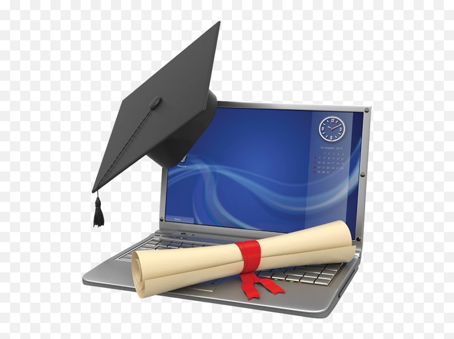 A Laptop For Learning With Graduation Cap And Diploma Free - Laptop With Graduation Cap Png,Graduation Cap Transparent