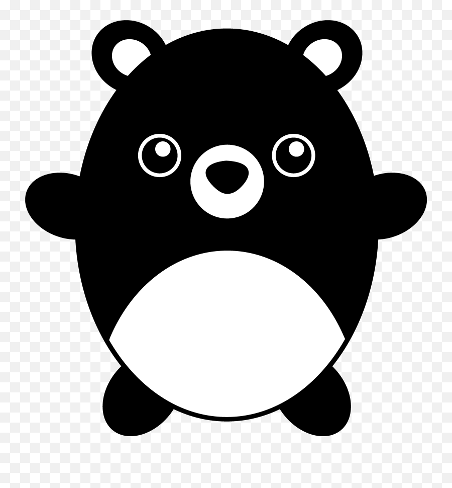Cute Chubby Black Teddy Bear - Cute Black Bear Cartoon Png,Bear Silhouette Png