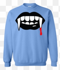 Black Vampire Fangs Halloween Pullover Sweatshirt U2013 Teeever - Halloween Png,Vampire Fangs Png