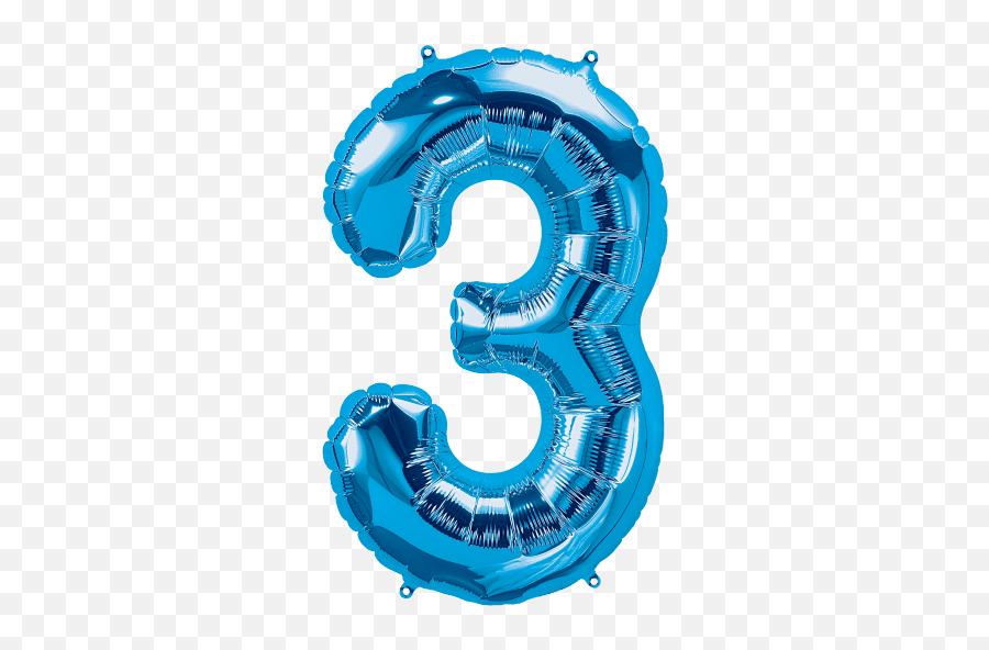 Blue Number 3 Three 34 - Number 3 Balloon Png,Blue Balloon Png
