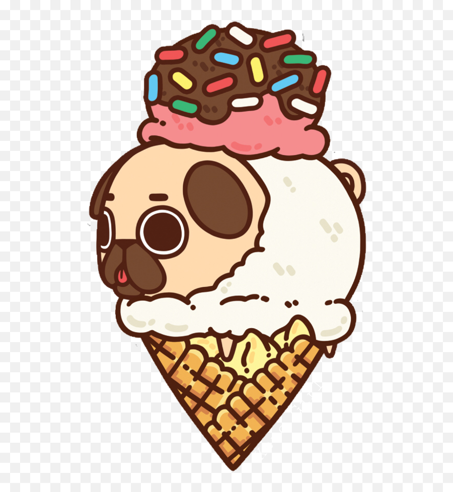Pug - Cream Pugs And Ice Cream Clipart Full Size Clipart Food Pug Kawaii Png,Ice Cream Clipart Transparent