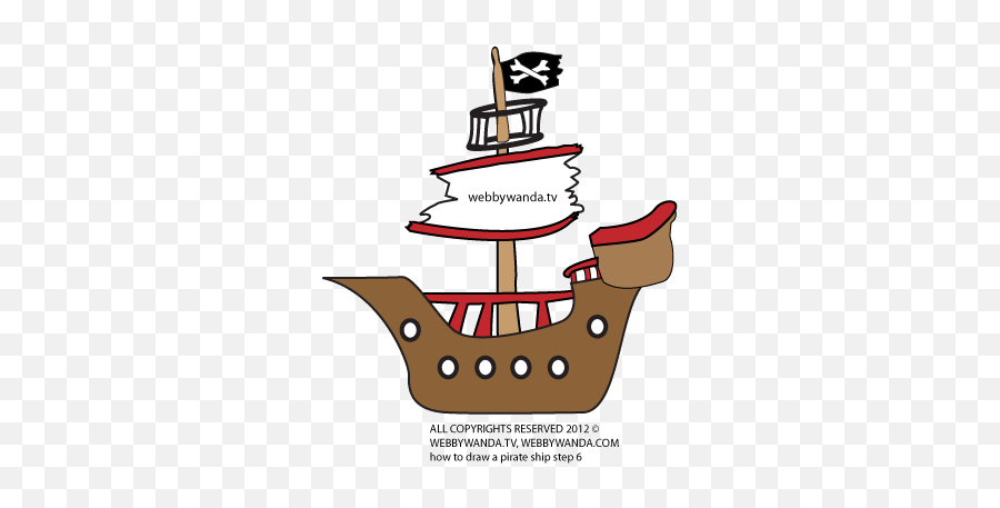 Webewandacom How To Draw A Cartoon Pirate Ship - Webby Cartoon Drawings Of A Pirate Ship Png,Pirate Ship Logo