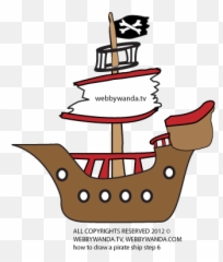 Webewandacom How To Draw A Cartoon Pirate Ship - Webby Cartoon Drawings Of A Pirate Ship Png,Pirate Ship Logo