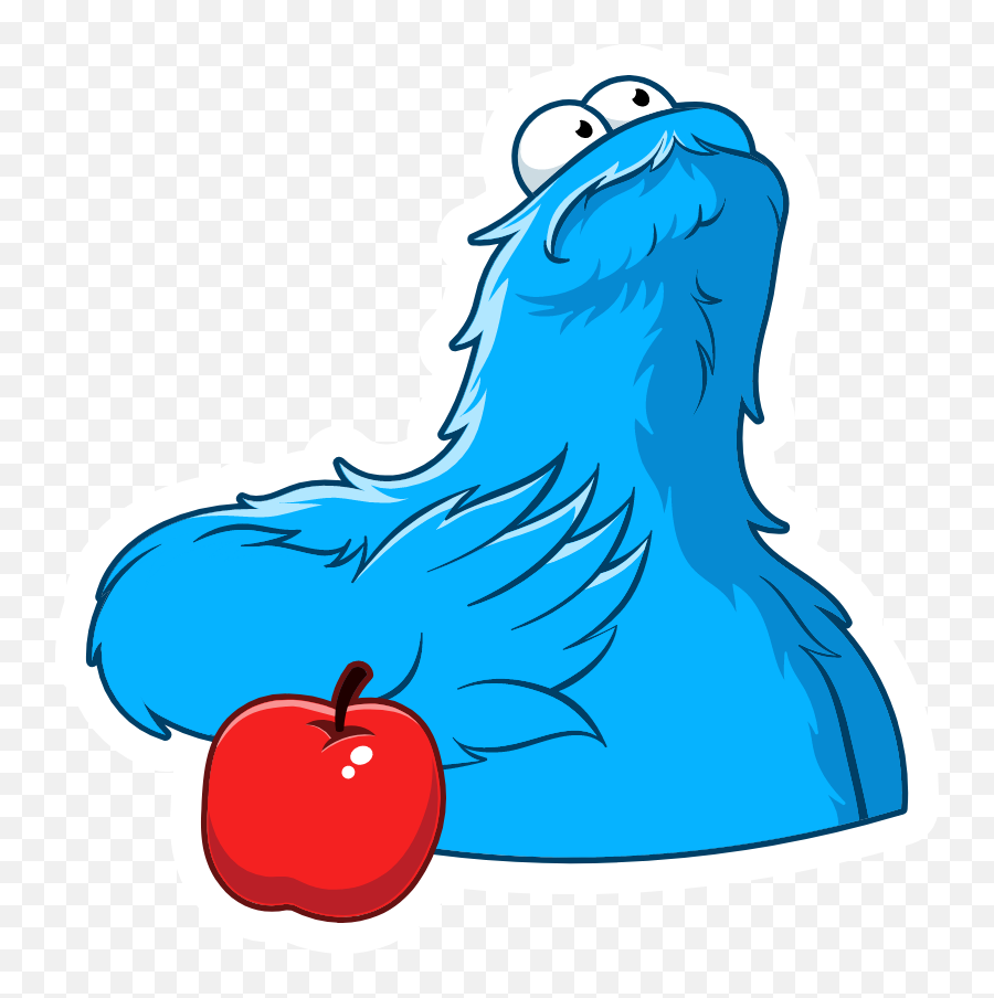 Sesame Street Cookie Monster And Apple Sticker - Sticker Mania Big Png,Cookie Monster Transparent