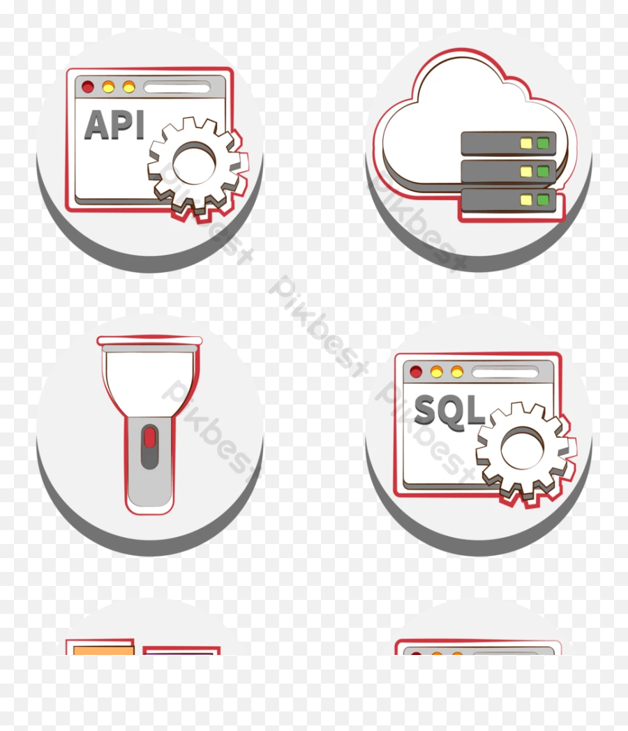 Vector 6 Groups Of Database And Server Elements Ai Free - Language Png,Funnel Icon Vector