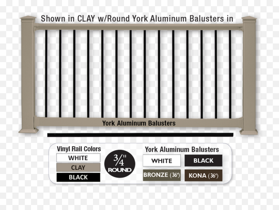 York Vinyl With Black Balusters - Black Vinyl Porch Railing Png,Railing Png