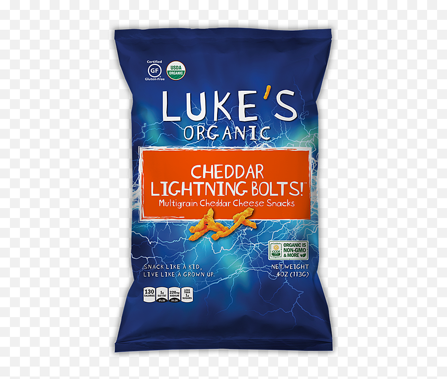 Cheddar Lightning Bolts Lukeu0027s Organic Gluten - Free Non Organic Png,Lightning Bolts Png