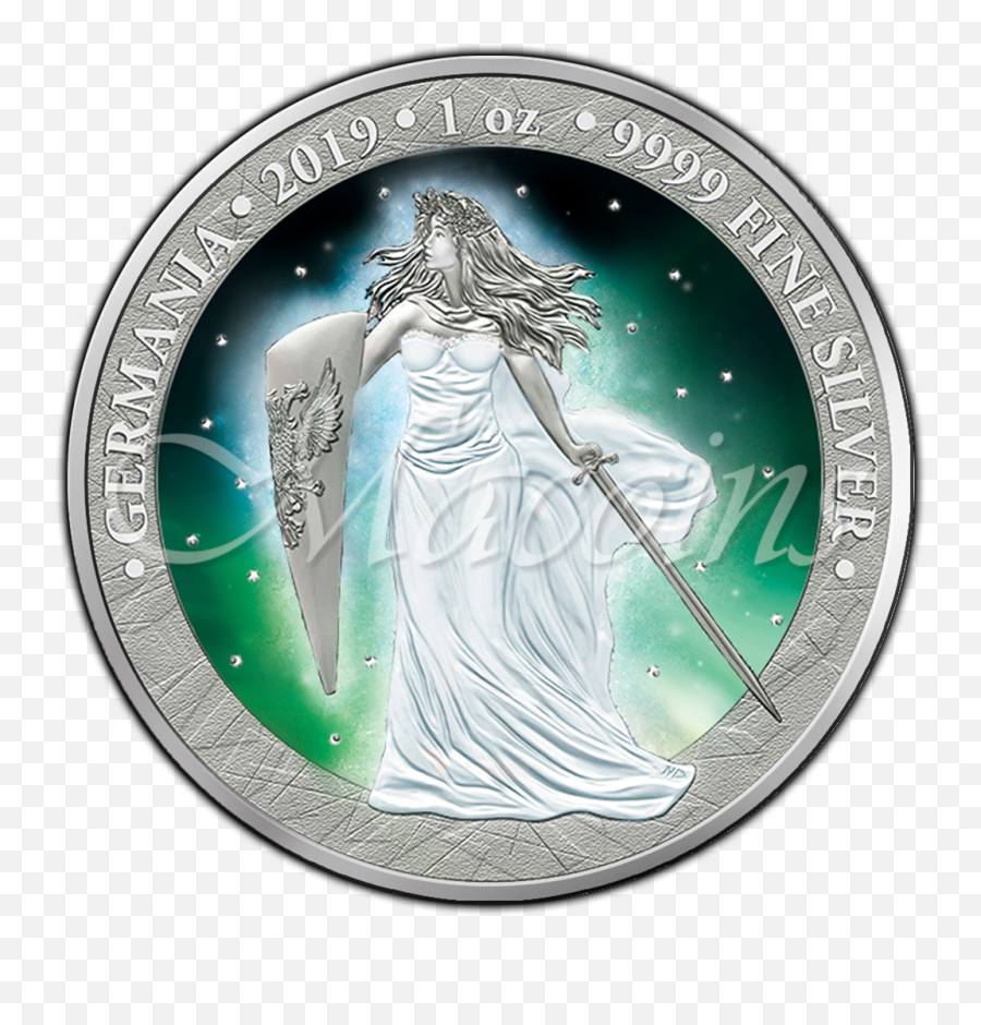 Germania Frozen Aurora Rhodium Limited Edition 2019 1 Oz 9999 Silver Coin - Frozen Aurora Puma Rhodium Coin Png,Silver Coin Png