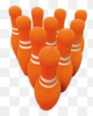 Orange Bowling Pin Set Transparent Png - Red Pins