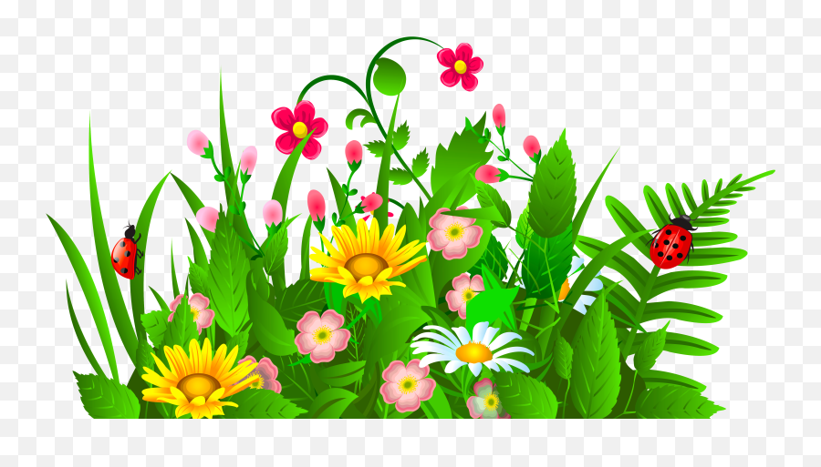 Grass With Flower Clipart - Garden Of Flowers Clipart Png,Flower Clipart Png