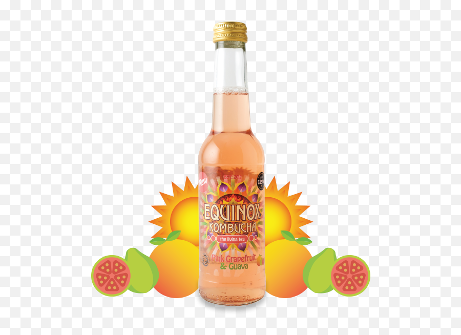 Download Hd Pink Grapefruit U0026 Guava - Equinox Kombucha Glass Bottle Png,Grapefruit Png