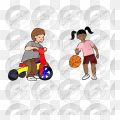 Tricycle And Basketball Picture For Classroom Therapy Use - Pronoun Fill In The Blanks Png,Cartoon Basketball Png