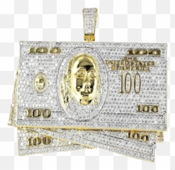 Download Hd Iced Out Benjamin Bills Pendant - Handbag png