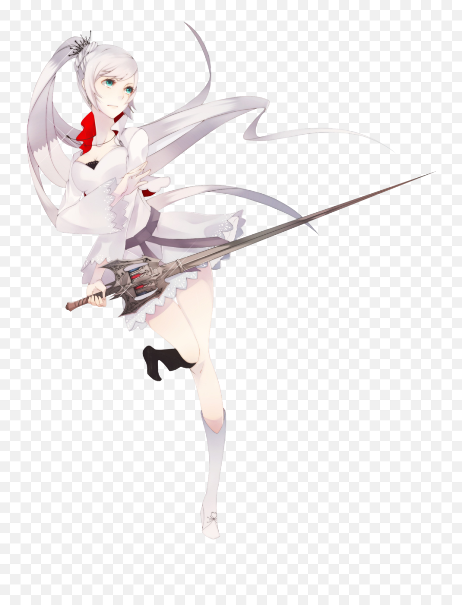 Download Weiss Render - White Hair Girl Anime Sword Full Badass Anime Girl White Hair Png,Sword Silhouette Png
