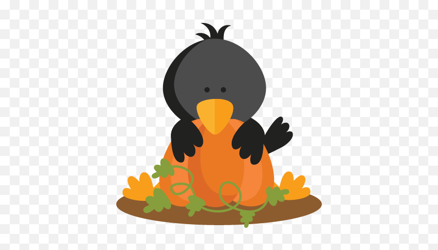 Crow Behind Pumpkin Svg Scrapbook Cut File Cute Clipart - Crow With Pumpkin Clipart Png,Thanksgiving Pumpkin Png