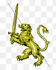 Gold Lion With Sword Banner Edit Clip Art - Rampant png