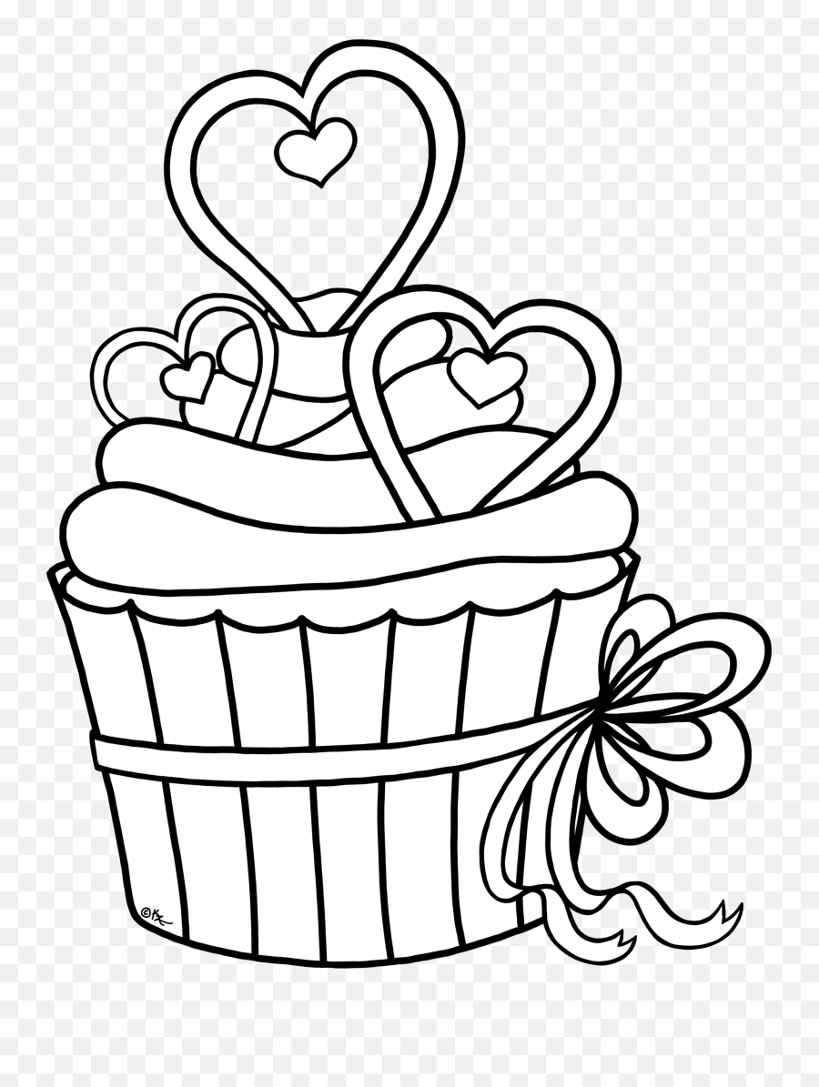 Download Cupcake Outline Clipart - Heart Cupcake Coloring Heart Cupcake Coloring Pages Png,Drawn Heart Outline Png