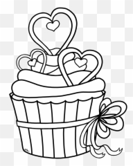 Download Cupcake Outline Clipart - Heart Cupcake Coloring Heart Cupcake Coloring Pages Png,Drawn Heart Outline Png