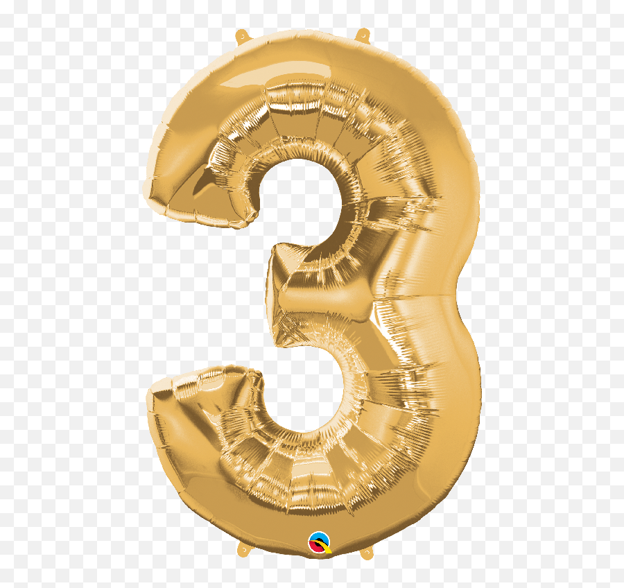 Way To Celebrate 42 Number 3 Gold Foil Balloon - Walmartcom Silver Number 3 Balloon Png,Gold Balloon Png