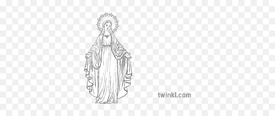 Statue Of Mary 2 Black And White Illustration - Twinkl Traditional Png,Russian Virgin Mary Icon