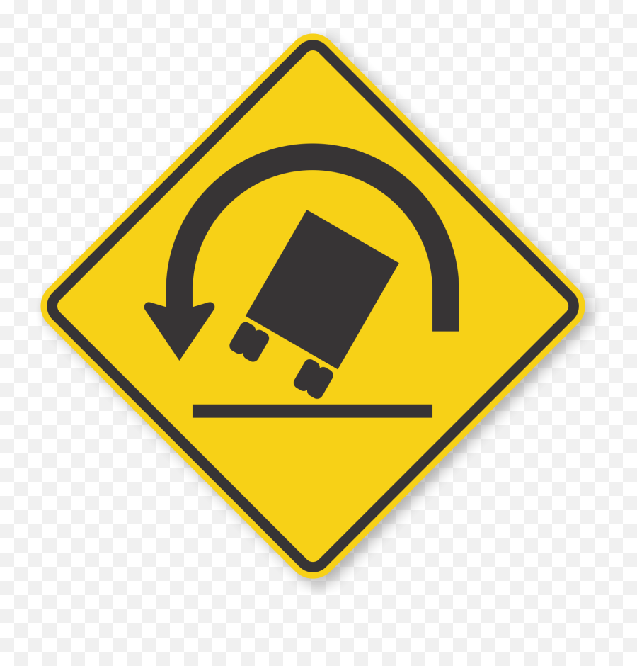 Truck Rollover Warning Sign - Sharp Left Turn Sign Sku X Truck Rollover Sign Png,Warning Icon