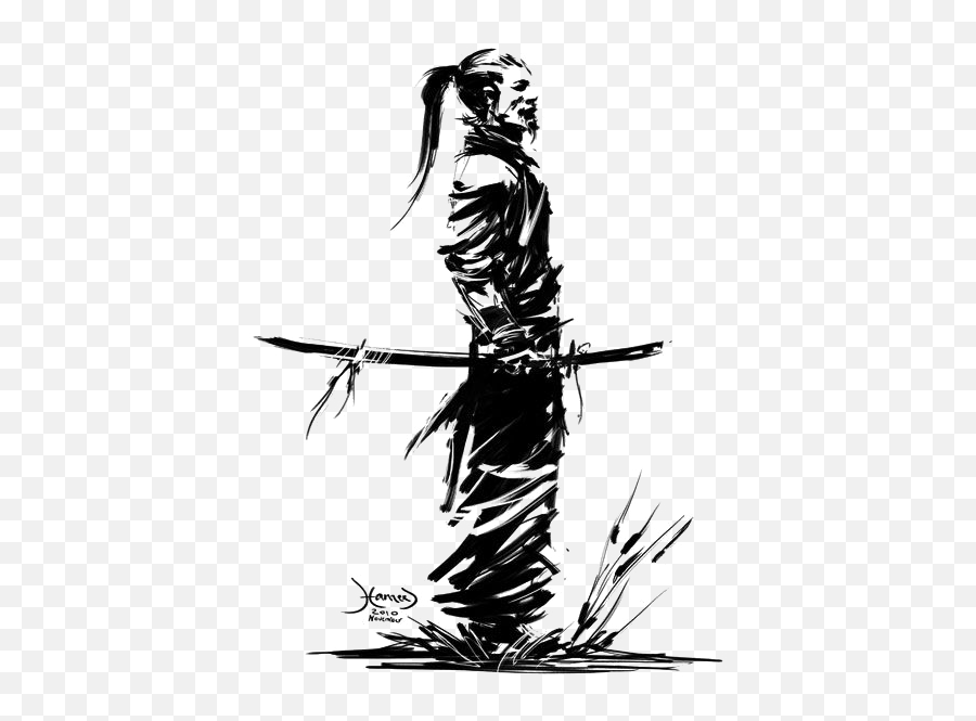 Download Warrior Art Knight Katana Samurai Drawing Clipart - Samurai Sketch Png,Samurai Sword Icon